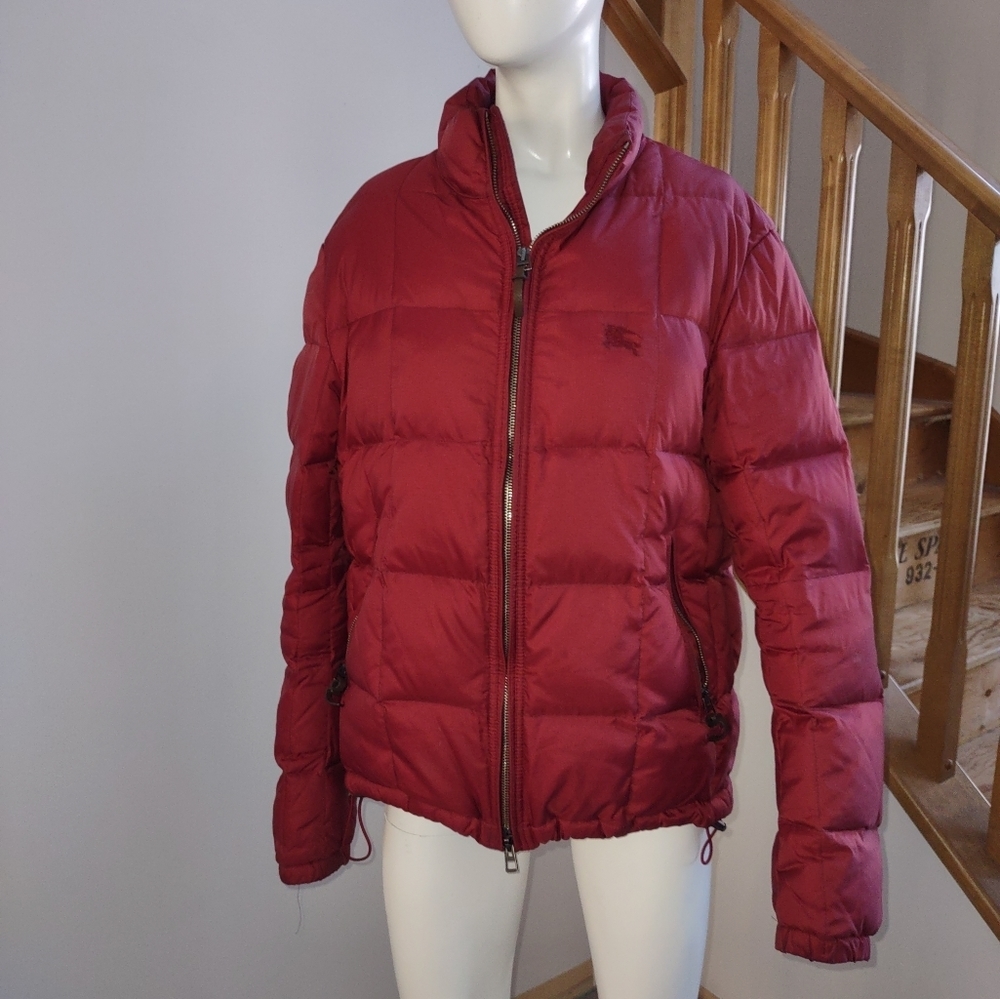 Burberry puffer jacket mens bergundy color